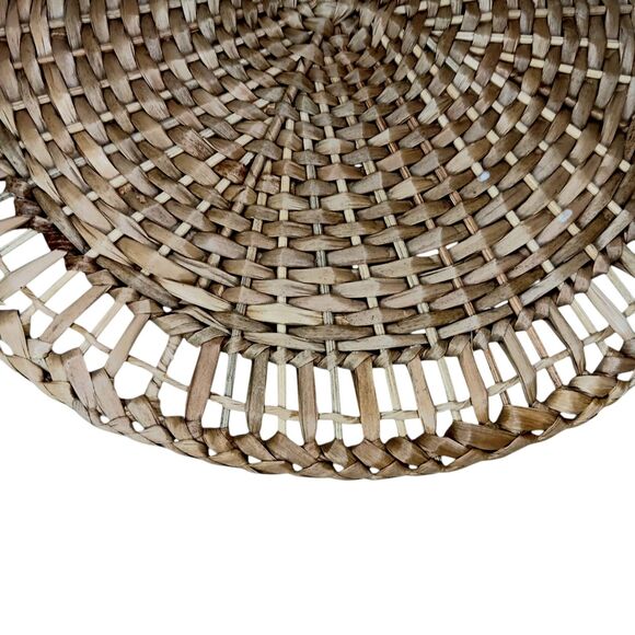 Set Of Four Brown Woven Rattan Placemats Charger Plates Open Weave Design 13" - Picture 9 of 11